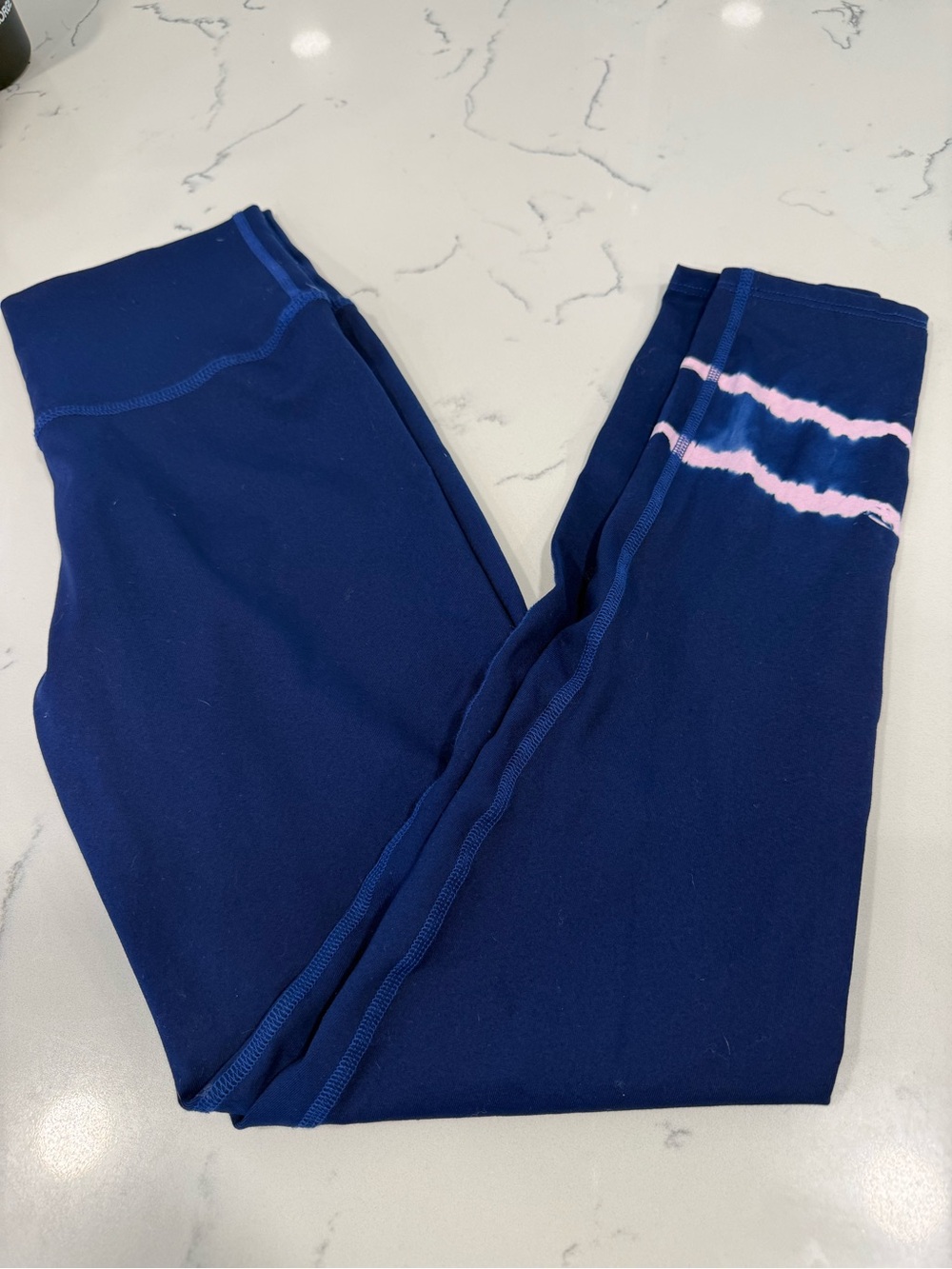 Electric & Rose Deep Navy Leggings with Pink Tie-Dye Stripes
